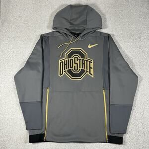 Ohio State Buckeyes Hoodie Men L Gray Gold Nike Dri-Fit Team Issued Championship